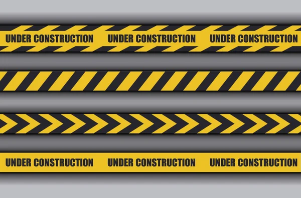 Under construction label with caution tape — Stock Vector