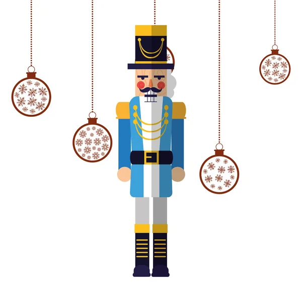 Fındıkkıran Noel asılı dekorasyon topları — Stok Vektör