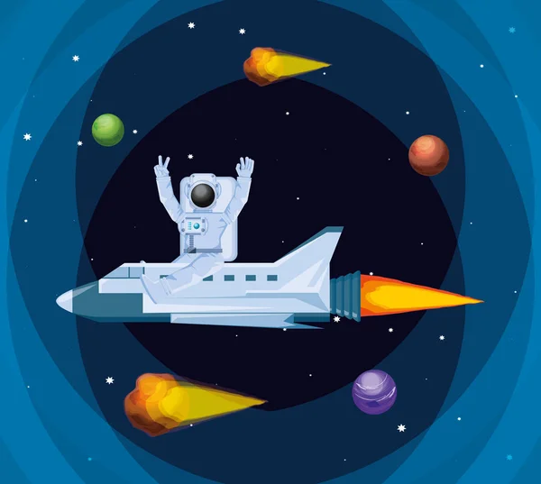 Αστροναύτης στο χαρακτήρα του διαστήματος — Διανυσματικό Αρχείο