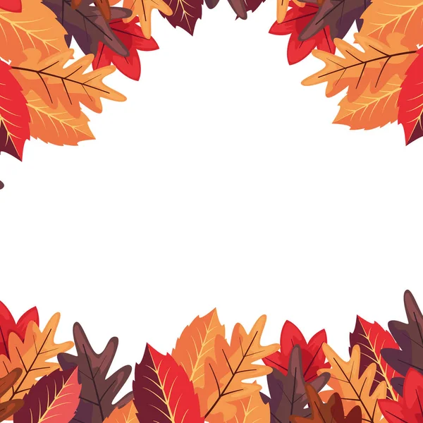 Hojas de otoño follaje marco decoración — Vector de stock