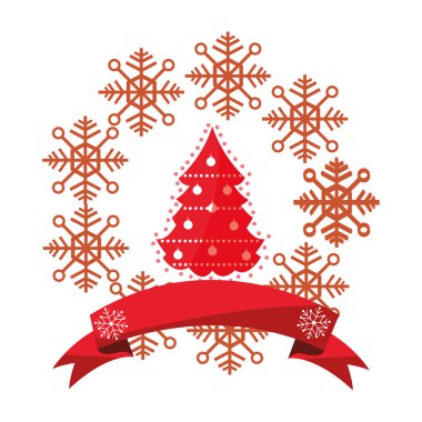 Christmas kırmızı ağaç kar tanesi şerit