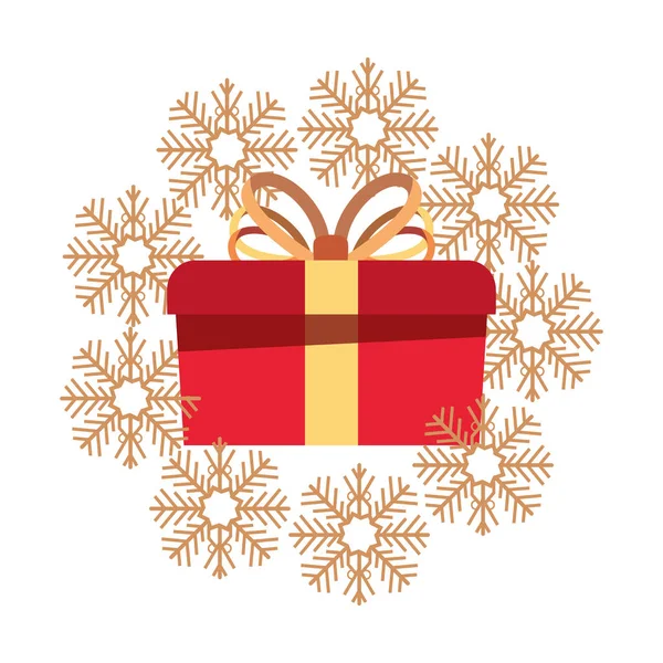 Рождественская подарочная коробка снежинка — стоковый вектор