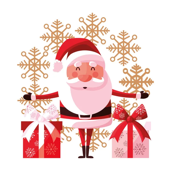 Natal santa claus e presentes decoração — Vetor de Stock