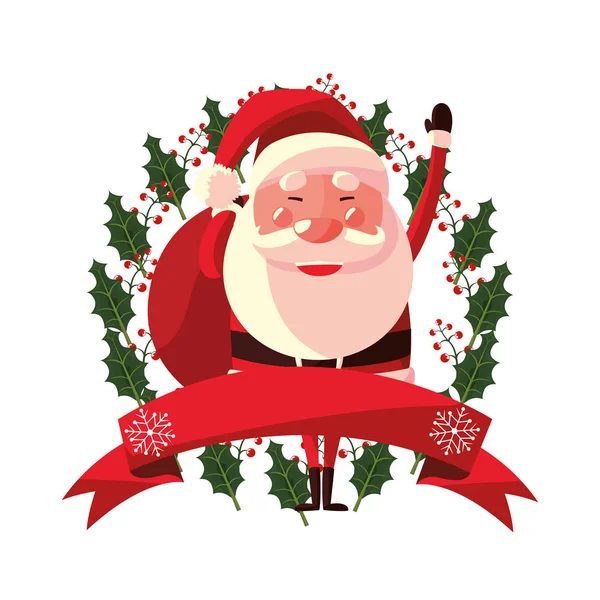 Natal Papai Noel grinalda fita decoração — Vetor de Stock