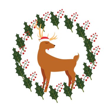 Ren geyiği çelenk çilek Noel dekorasyon