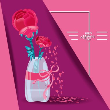 Vazoda Çiçekler ile mutlu anne günü kartı