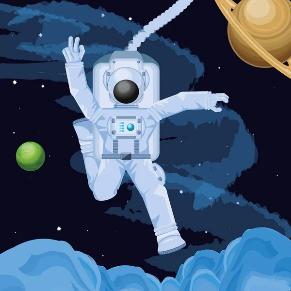 Astronaut in the space character — Stock Vector