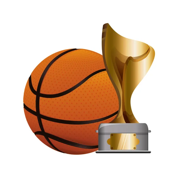 Trofeo coppa premio con pallone da basket — Vettoriale Stock