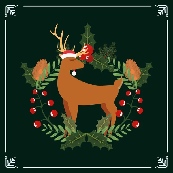 Ren geyiği çelenk çilek Noel dekorasyon