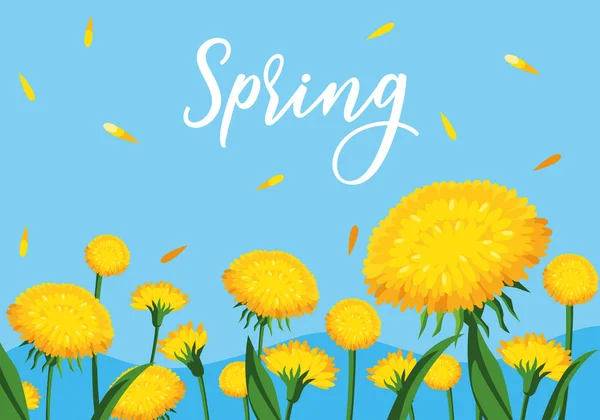 Beautiful spring flowers scene nature — Stock Vector