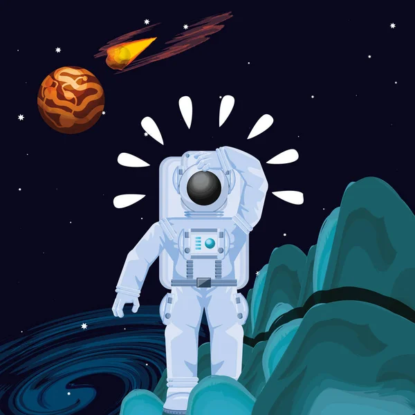 Astronaut v mezerníku — Stockový vektor