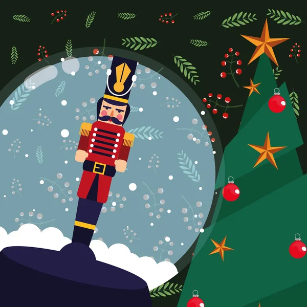 Navidad nutcracker árbol de nieve decoración — Archivo Imágenes Vectoriales