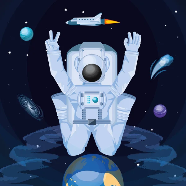 空间领域的宇航员 — 图库矢量图片