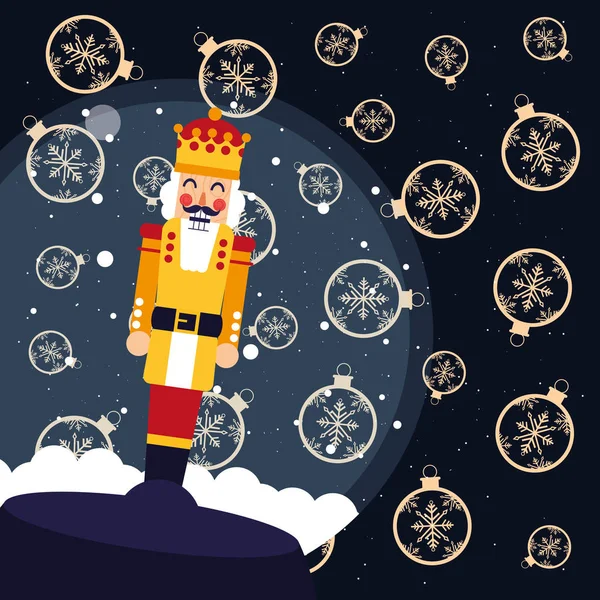 圣诞胡桃夹子雪球装饰 — 图库矢量图片