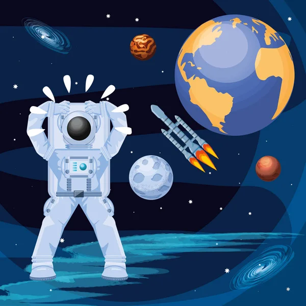 Astronaut in the space character — Stock Vector