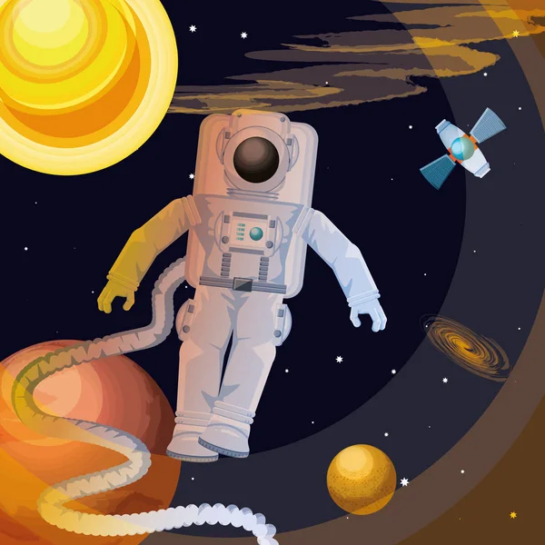 Astronaute dans le personnage spatial — Image vectorielle