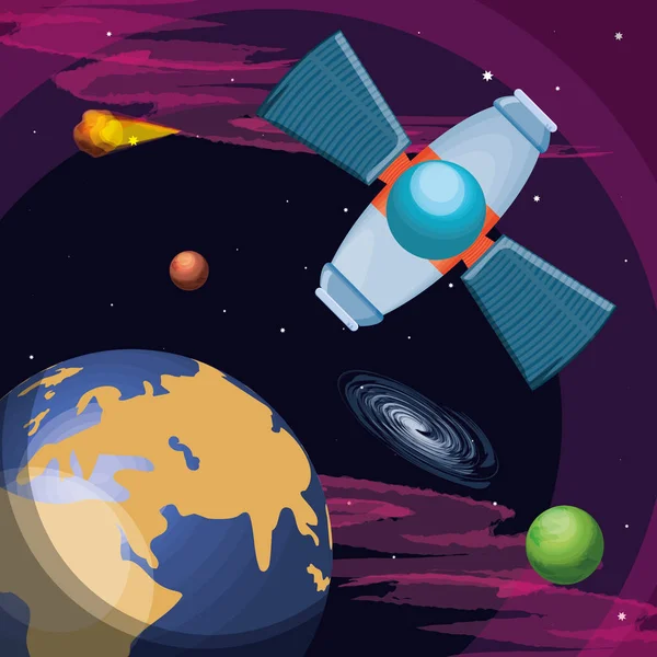 Universum och rymden satellit — Stock vektor