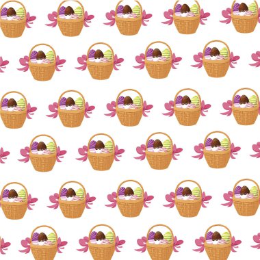 Mutlu Paskalya yumurtaları sepet şeklinde boyalı