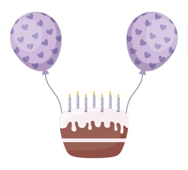mumlar ve balon helyum ile tatlı pasta