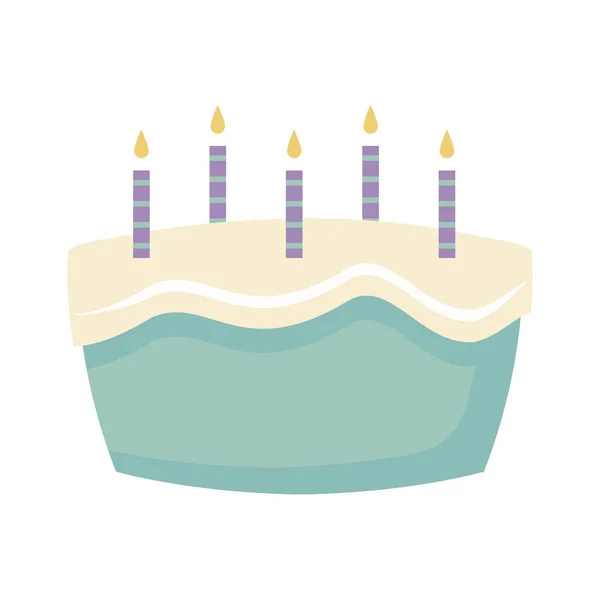 Süße Torte mit Kerzen isolierte Ikone — Stockvektor