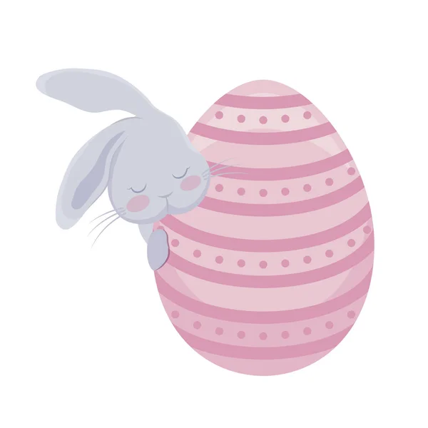 Милый кролик с пасхальным яйцом — стоковый вектор