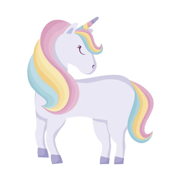 Cute unicorn animal isolated icon — Stock Vector