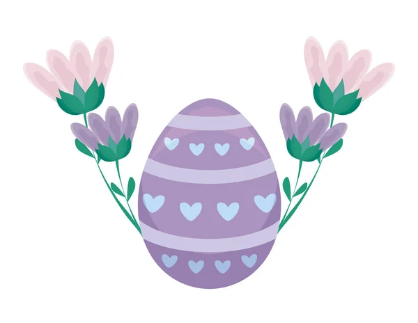 装饰的复活节鸡蛋与花 — 图库矢量图片
