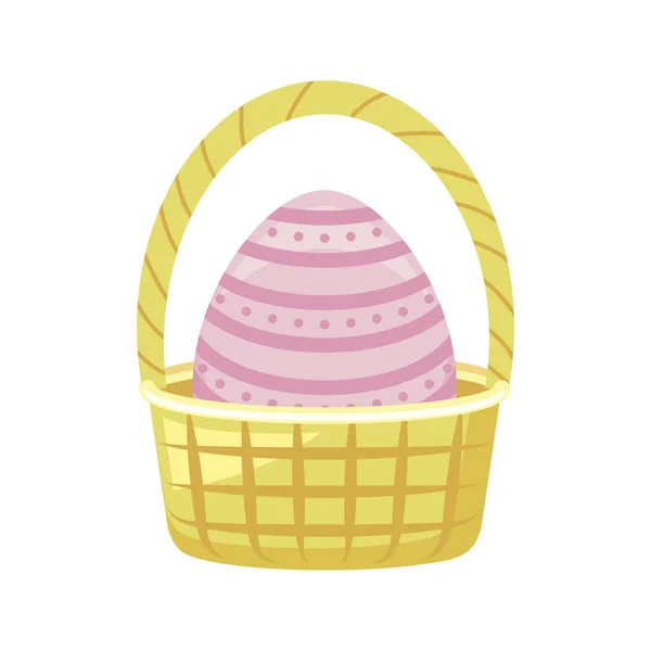 Uovo di Pasqua in vimini cestino — Vettoriale Stock