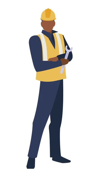 Βιομηχανικός εργάτης μαύρο avatar χαρακτήρων — Διανυσματικό Αρχείο