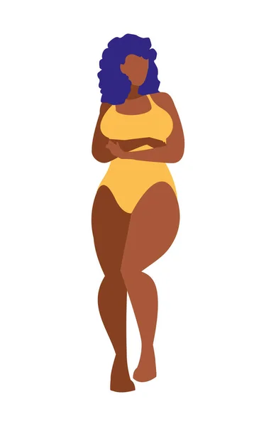Robuuste zwarte vrouw ondergoed karakter — Stockvector