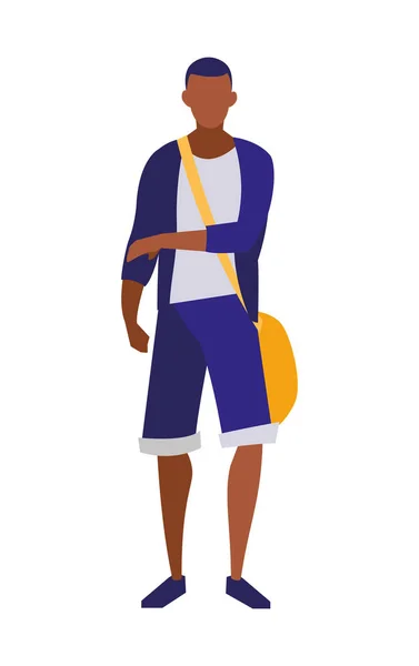 Jeune noir garçon étudiant modélisation — Image vectorielle