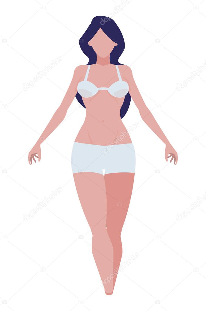 thin woman with underwear character