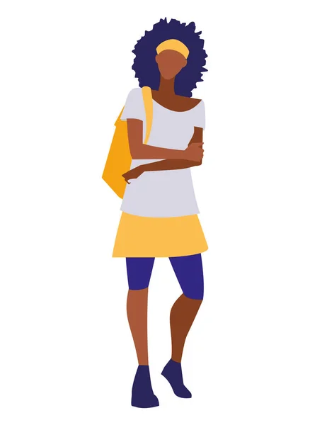 Молода чорна дівчина студентське моделювання — стоковий вектор