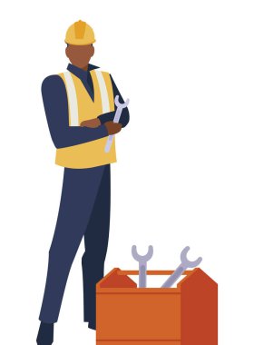 Sanayi işçisi siyah avatar karakter