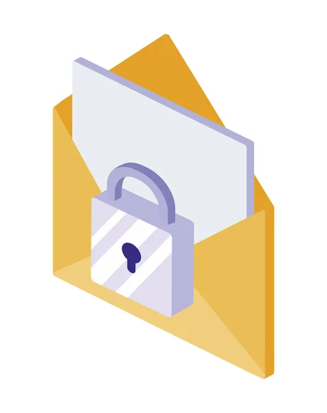 Enveloppe mail avec cadenas — Image vectorielle