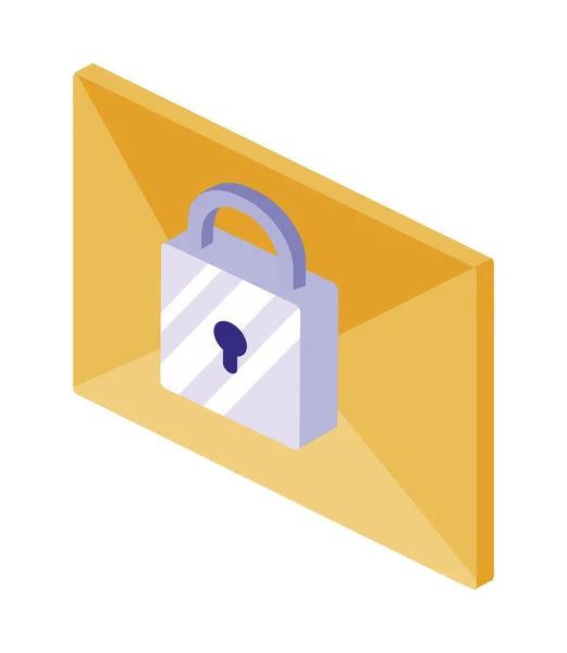 Enveloppe mail avec cadenas — Image vectorielle