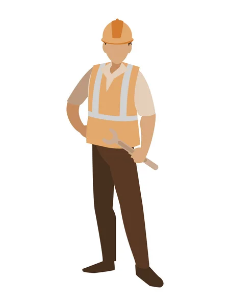 Trabajador industrial con carácter avatar herramientas — Vector de stock