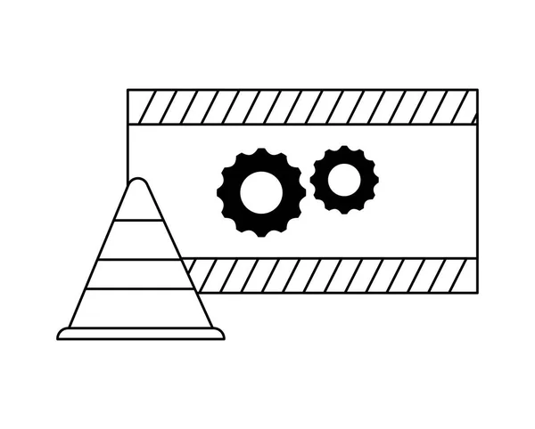 Cône et signalisation avec engrenages — Image vectorielle