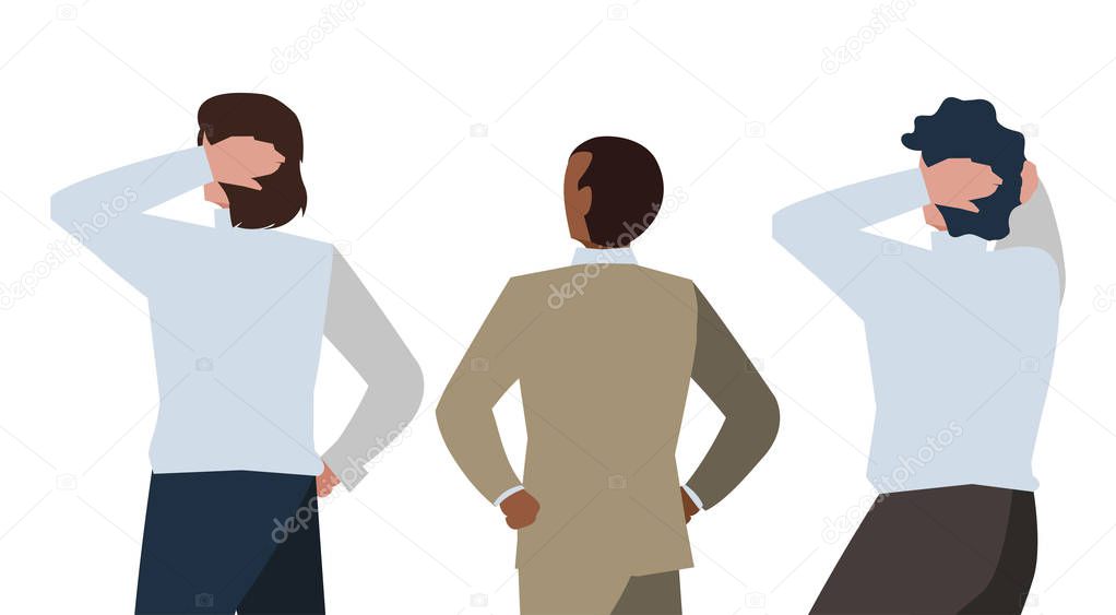 elegant businessmen with back possition characters