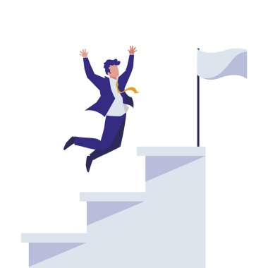 zarif işadamı merdiven bayrak ile kutluyor