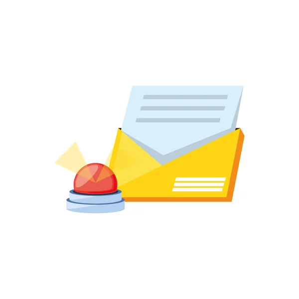 Enveloppe mail avec lumière d'urgence — Image vectorielle