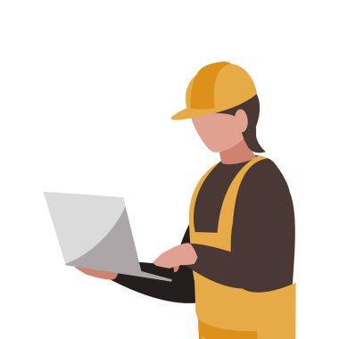dizüstü avatar karakter ile sanayi işçisi