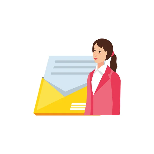 Young businesswoman with envelope — Stock Vector