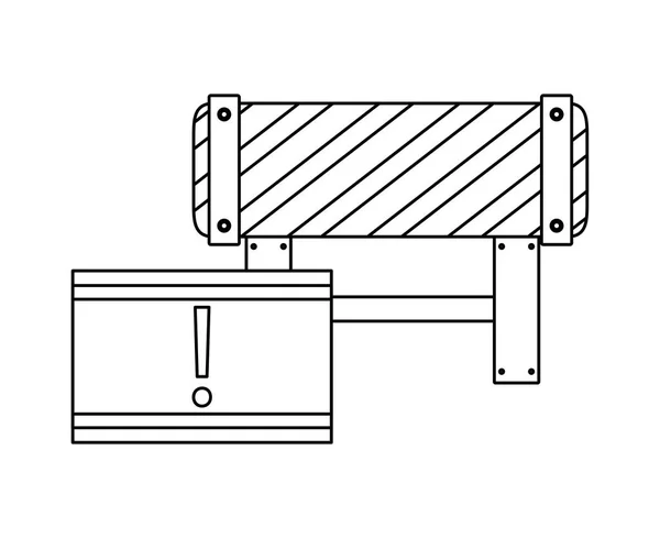 Barricada y señalización con alerta — Vector de stock