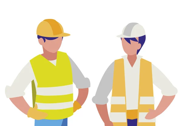 Aantal mannen bouwers werken — Stockvector