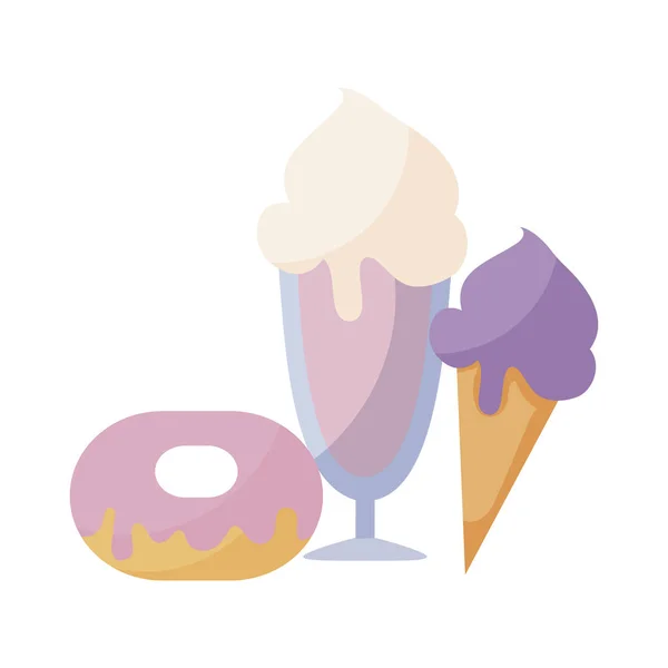 Delicioso donut con helados icono aislado — Vector de stock