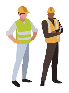 Çift erkekler inşaatçılar çalışma