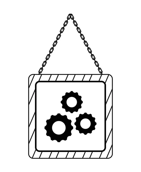 Signaling hanging with gears isolated icon — Stock Vector