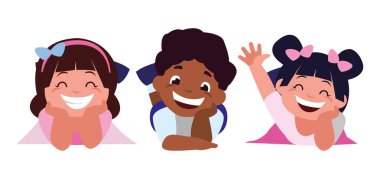 mutlu küçük Interracial çocuklar karakterler