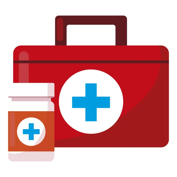 Kit medico con icone della medicina — Vettoriale Stock